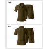 image:imageJMIERR Mens Casual 2 Pieces Summer Outfits Knit Textured Short Sleeve Polo Shirt And Shorts Vacation Beach Set for MenBreen