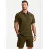 image:imageJMIERR Mens Casual 2 Pieces Summer Outfits Knit Textured Short Sleeve Polo Shirt And Shorts Vacation Beach Set for MenBreen