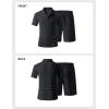 image:imageJMIERR Mens Casual 2 Pieces Summer Outfits Knit Textured Short Sleeve Polo Shirt And Shorts Vacation Beach Set for MenDark Grey