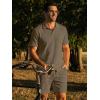 image:imageJMIERR Mens Casual 2 Pieces Summer Outfits Knit Textured Short Sleeve Polo Shirt And Shorts Vacation Beach Set for MenPale Khaki