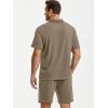 image:imageJMIERR Mens Casual 2 Pieces Summer Outfits Knit Textured Short Sleeve Polo Shirt And Shorts Vacation Beach Set for MenPale Khaki