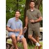 image:imageJMIERR Mens Casual 2 Pieces Summer Outfits Knit Textured Short Sleeve Polo Shirt And Shorts Vacation Beach Set for MenPale Khaki