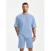 image:imageJMIERR Mens Casual Oversized Short Sets 2 Piece Summer Outfits Raglan Sleeve Tshirts amp Shorts TracksuitBaby Blue
