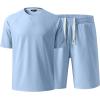 image:imageJMIERR Mens Casual Oversized Short Sets 2 Piece Summer Outfits Raglan Sleeve Tshirts amp Shorts TracksuitBaby Blue