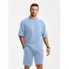image:imageJMIERR Mens Casual Oversized Short Sets 2 Piece Summer Outfits Raglan Sleeve Tshirts amp Shorts TracksuitBaby Blue