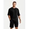 image:imageJMIERR Mens Casual Oversized Short Sets 2 Piece Summer Outfits Raglan Sleeve Tshirts amp Shorts TracksuitBlack