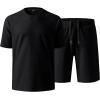image:imageJMIERR Mens Casual Oversized Short Sets 2 Piece Summer Outfits Raglan Sleeve Tshirts amp Shorts TracksuitBlack