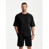 image:imageJMIERR Mens Casual Oversized Short Sets 2 Piece Summer Outfits Raglan Sleeve Tshirts amp Shorts TracksuitBlack