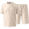 image:imageJMIERR Mens Casual Oversized Short Sets 2 Piece Summer Outfits Raglan Sleeve Tshirts amp Shorts TracksuitCream