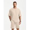 image:imageJMIERR Mens Casual Oversized Short Sets 2 Piece Summer Outfits Raglan Sleeve Tshirts amp Shorts TracksuitCream