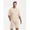 image:imageJMIERR Mens Casual Oversized Short Sets 2 Piece Summer Outfits Raglan Sleeve Tshirts amp Shorts TracksuitCream