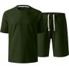 image:imageJMIERR Mens Casual Oversized Short Sets 2 Piece Summer Outfits Raglan Sleeve Tshirts amp Shorts TracksuitDark Green