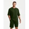 image:imageJMIERR Mens Casual Oversized Short Sets 2 Piece Summer Outfits Raglan Sleeve Tshirts amp Shorts TracksuitDark Green