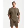 image:imageJMIERR Mens Casual Oversized Short Sets 2 Piece Summer Outfits Raglan Sleeve Tshirts amp Shorts TracksuitDusty Olive