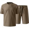 image:imageJMIERR Mens Casual Oversized Short Sets 2 Piece Summer Outfits Raglan Sleeve Tshirts amp Shorts TracksuitDusty Olive