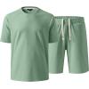 image:imageJMIERR Mens Casual Oversized Short Sets 2 Piece Summer Outfits Raglan Sleeve Tshirts amp Shorts TracksuitGrey Green