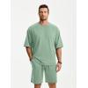 image:imageJMIERR Mens Casual Oversized Short Sets 2 Piece Summer Outfits Raglan Sleeve Tshirts amp Shorts TracksuitGrey Green