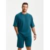 image:imageJMIERR Mens Casual Oversized Short Sets 2 Piece Summer Outfits Raglan Sleeve Tshirts amp Shorts TracksuitLake Blue