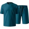 image:imageJMIERR Mens Casual Oversized Short Sets 2 Piece Summer Outfits Raglan Sleeve Tshirts amp Shorts TracksuitLake Blue