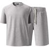 image:imageJMIERR Mens Casual Oversized Short Sets 2 Piece Summer Outfits Raglan Sleeve Tshirts amp Shorts TracksuitLight Grey