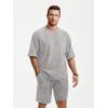 image:imageJMIERR Mens Casual Oversized Short Sets 2 Piece Summer Outfits Raglan Sleeve Tshirts amp Shorts TracksuitLight Grey