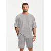 image:imageJMIERR Mens Casual Oversized Short Sets 2 Piece Summer Outfits Raglan Sleeve Tshirts amp Shorts TracksuitLight Grey