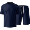 image:imageJMIERR Mens Casual Oversized Short Sets 2 Piece Summer Outfits Raglan Sleeve Tshirts amp Shorts TracksuitNavy Blue