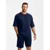 image:imageJMIERR Mens Casual Oversized Short Sets 2 Piece Summer Outfits Raglan Sleeve Tshirts amp Shorts TracksuitNavy Blue