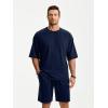 image:imageJMIERR Mens Casual Oversized Short Sets 2 Piece Summer Outfits Raglan Sleeve Tshirts amp Shorts TracksuitNavy Blue