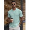image:imageJMIERR Mens Casual Polo Shirt Summer Short Sleeve Vacation Button Beach Knit Stretchy Golf ShirtsP Green 4
