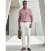 image:imageJMIERR Mens Casual Polo Shirt Summer Short Sleeve Vacation Button Beach Knit Stretchy Golf ShirtsPink