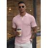 image:imageJMIERR Mens Casual Polo Shirt Summer Short Sleeve Vacation Button Beach Knit Stretchy Golf ShirtsPink