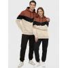image:imageJMIERR Mens Hoodie Tracksuit 2 Pieces Set Novelty Color Block Pullover Fleece Hoodies Long Sleeve Casual SweatshirtApricot
