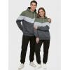 image:imageJMIERR Mens Hoodie Tracksuit 2 Pieces Set Novelty Color Block Pullover Fleece Hoodies Long Sleeve Casual SweatshirtDark Grey