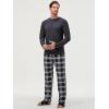 image:imageJMIERR Mens Pajamas Set 2 Piece Long Sleeve TShirt Loungewear Long Plaid Pants with PocketBlack