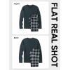 image:imageJMIERR Mens Pajamas Set 2 Piece Long Sleeve TShirt Loungewear Long Plaid Pants with PocketBlack
