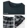 image:imageJMIERR Mens Pajamas Set 2 Piece Long Sleeve TShirt Loungewear Long Plaid Pants with PocketBlack