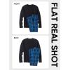image:imageJMIERR Mens Pajamas Set 2 Piece Long Sleeve TShirt Loungewear Long Plaid Pants with PocketDark Blue