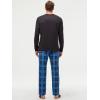 image:imageJMIERR Mens Pajamas Set 2 Piece Long Sleeve TShirt Loungewear Long Plaid Pants with PocketDark Blue