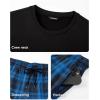 image:imageJMIERR Mens Pajamas Set 2 Piece Long Sleeve TShirt Loungewear Long Plaid Pants with PocketDark Blue