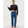 image:imageJMIERR Mens Pajamas Set 2 Piece Long Sleeve TShirt Loungewear Long Plaid Pants with PocketDark Blue