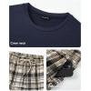image:imageJMIERR Mens Pajamas Set 2 Piece Long Sleeve TShirt Loungewear Long Plaid Pants with PocketKhaki