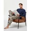 image:imageJMIERR Mens Pajamas Set 2 Piece Long Sleeve TShirt Loungewear Long Plaid Pants with PocketKhaki