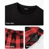 image:imageJMIERR Mens Pajamas Set 2 Piece Long Sleeve TShirt Loungewear Long Plaid Pants with PocketRed Dahlia