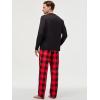 image:imageJMIERR Mens Pajamas Set 2 Piece Long Sleeve TShirt Loungewear Long Plaid Pants with PocketRed Dahlia