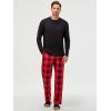 image:imageJMIERR Mens Pajamas Set 2 Piece Long Sleeve TShirt Loungewear Long Plaid Pants with PocketRed Dahlia
