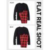 image:imageJMIERR Mens Pajamas Set 2 Piece Long Sleeve TShirt Loungewear Long Plaid Pants with PocketRed Dahlia