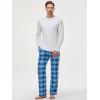 image:imageJMIERR Mens Pajamas Set 2 Piece Long Sleeve TShirt Loungewear Long Plaid Pants with PocketSky Blue