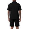 image:imageJMIERR Mens Summer 2 Piece Beach Sets Texture Short Sleeve Button Down Knit Shirts and Shorts Vacation Outfits of MenBlack