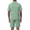image:imageJMIERR Mens Summer 2 Piece Beach Sets Texture Short Sleeve Button Down Knit Shirts and Shorts Vacation Outfits of MenGreen